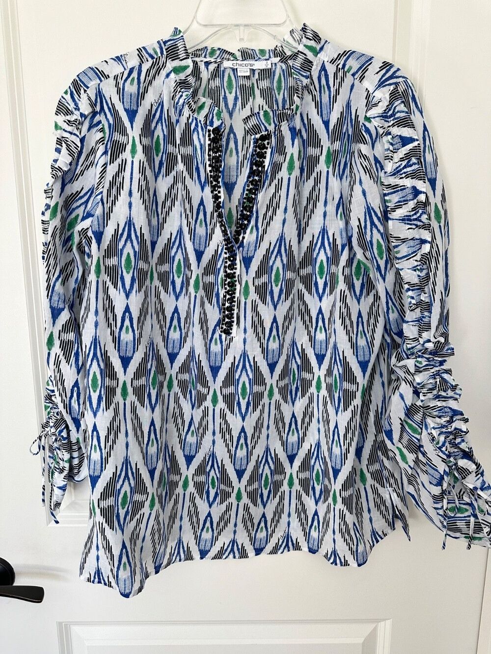 Chico's 40th Anniversary Ikat Print Blouse Chico’s 2 (Large / US 12) NWT